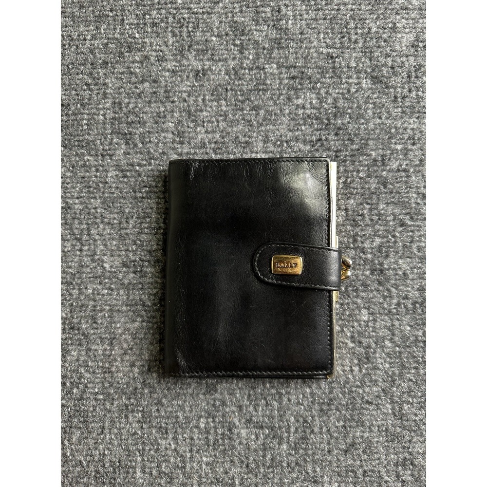 Bally Black Leather Bifold Wallet Gold Tone Hardware, Size One Size